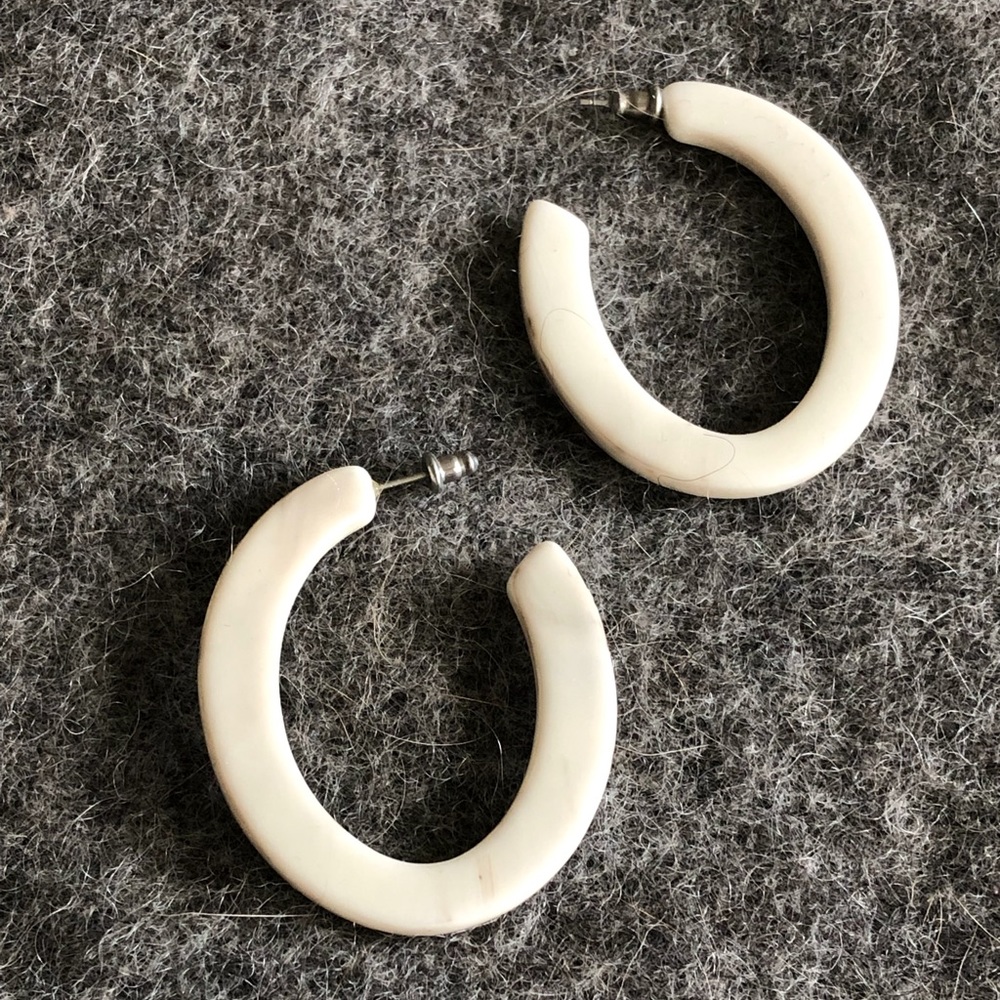 Machete Earrings: White Acetate Hoops 2”
